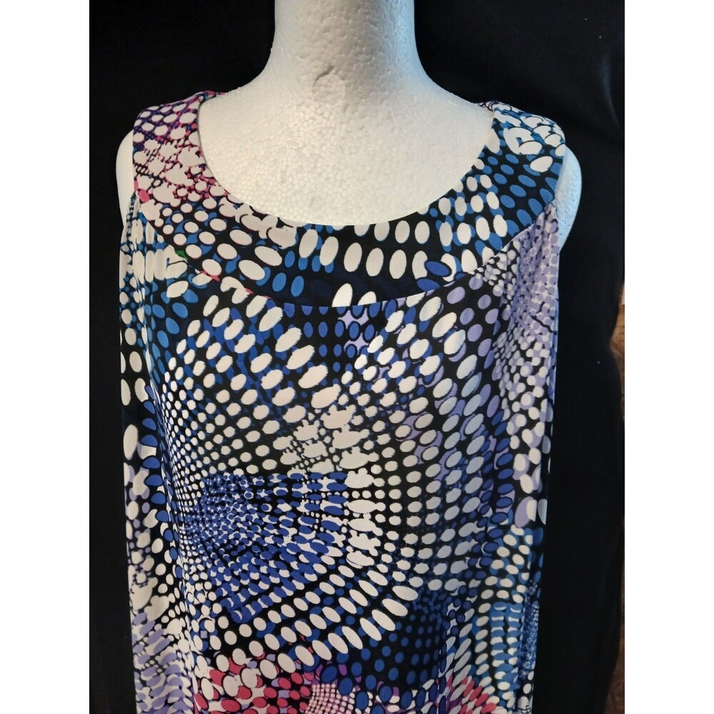 Tiana B. Multi Color Graphic Sleeveless Midi Dress 14 W - Picture 3 of 8